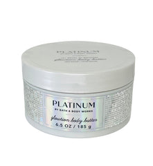 Bath & Body Works Platinum Whipped Butter en envase elegante para uso diario, hidratación suave.