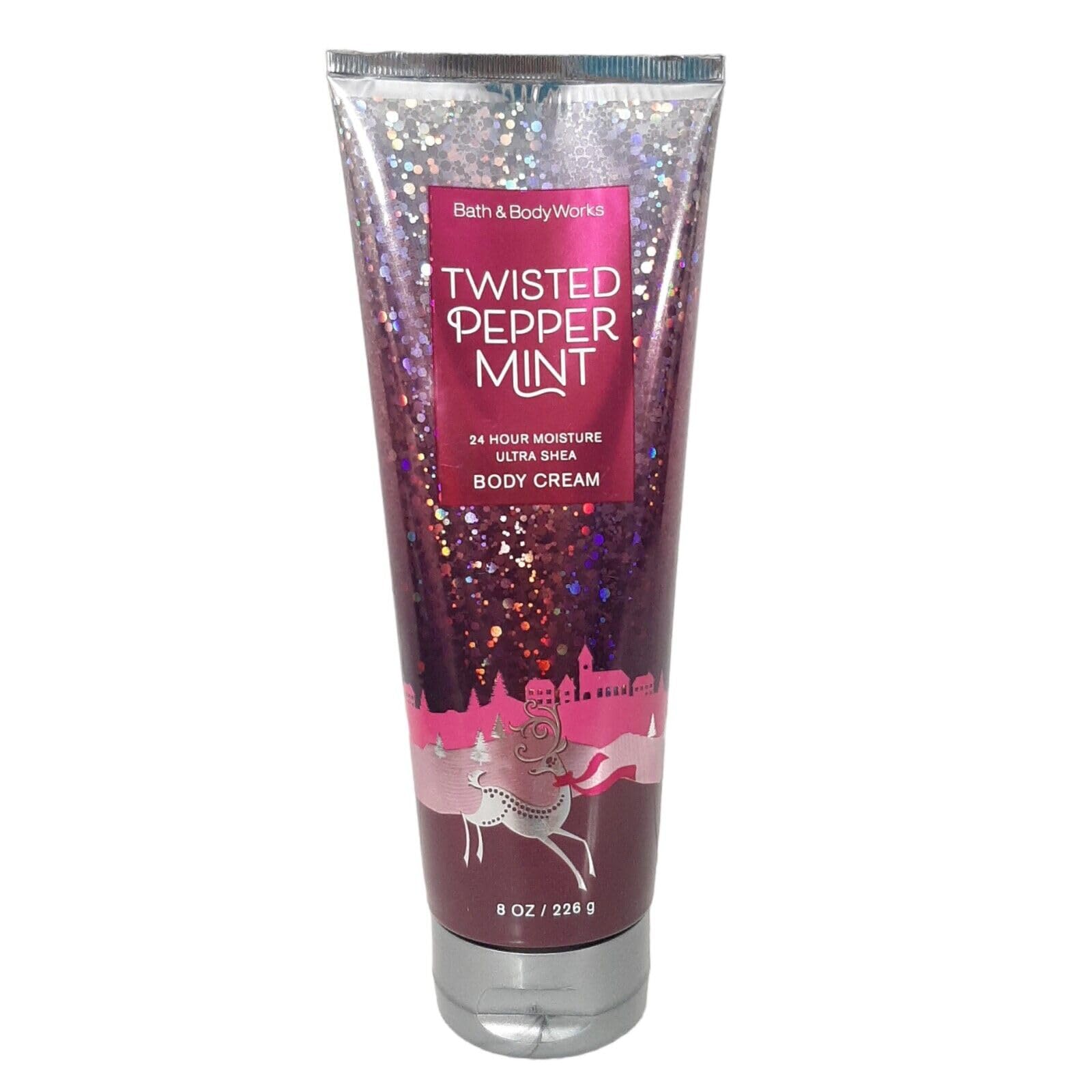 Bath & Body Works Twisted Peppermint crema Ultra Shea, textura cremosa destacada.