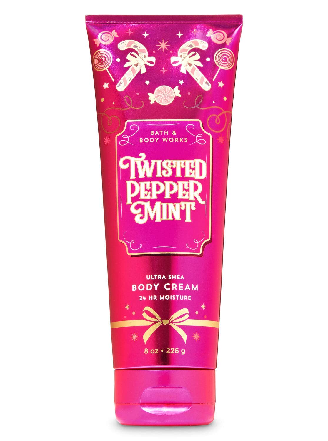Bath & Body Works Twisted Peppermint crema Ultra Shea en tubo frente, hidratación para todo el día.