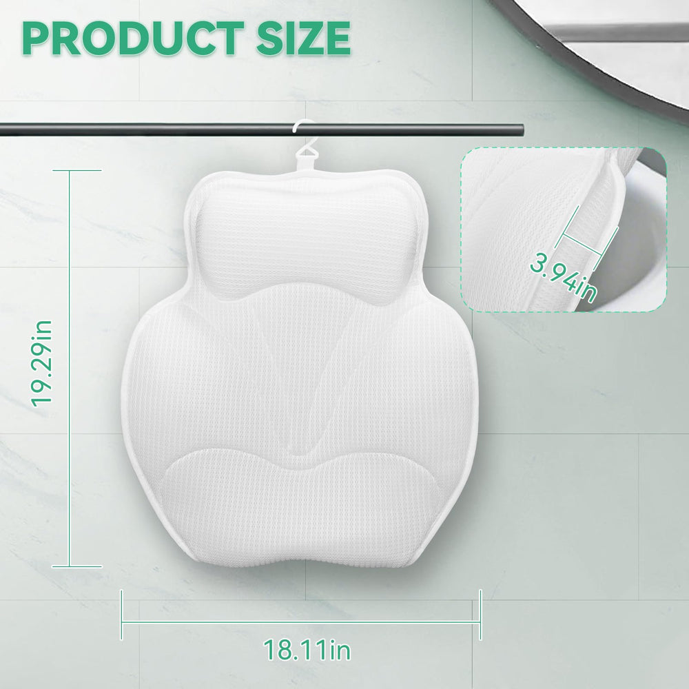 Bathland Almohada de baño lavable a máquina, fácil limpieza y secado.