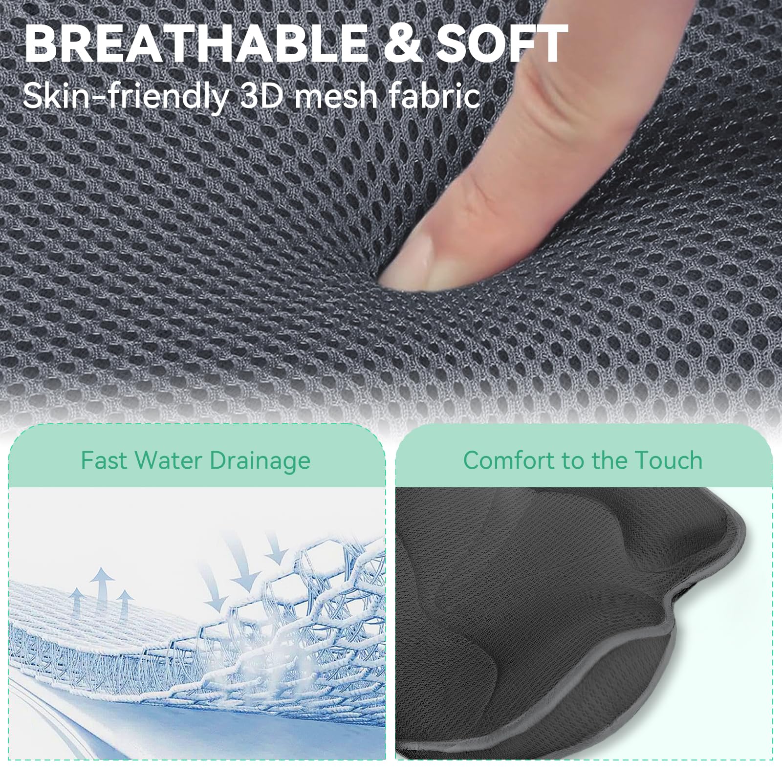 Bathland Almohada baño tina malla 4D transpirable y secado rápido