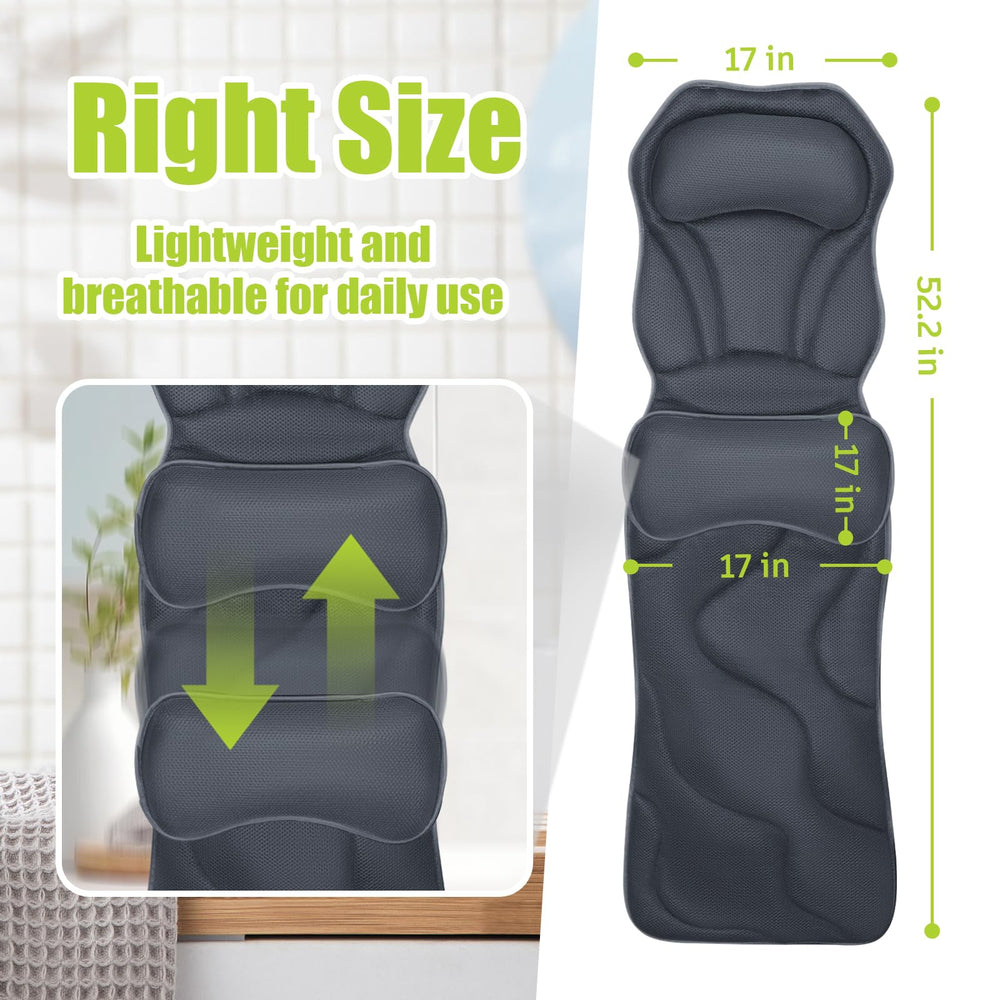 Bathland almohada para la espalda proporciona soporte estable durante la inmersión.