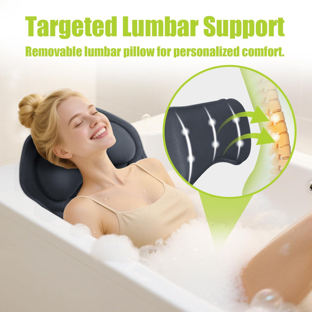 Bathland soporte lumbar suave mejora la comodidad en baños relajantes.