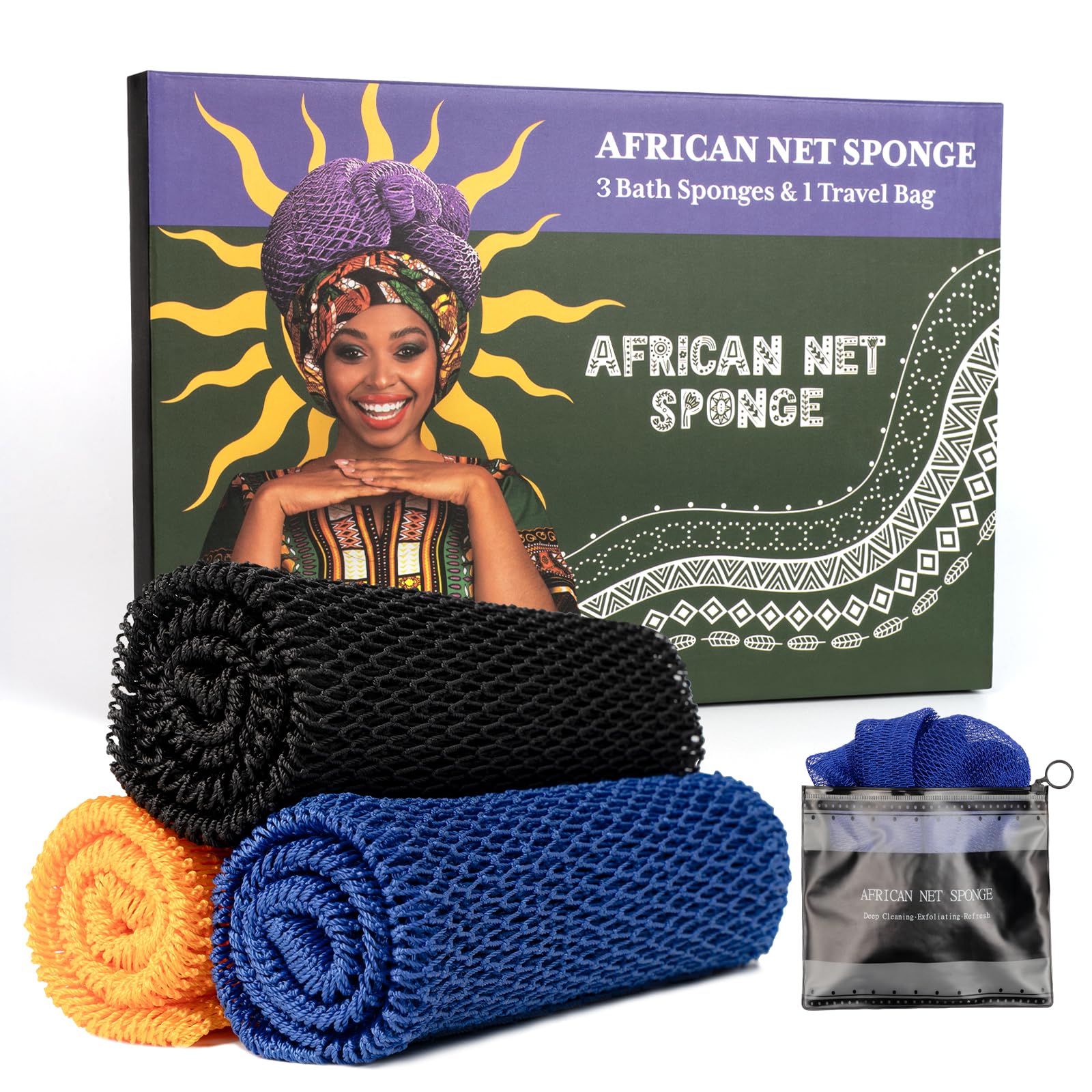 Bathway esponja de red africana auténtica para exfoliar y renovar la piel