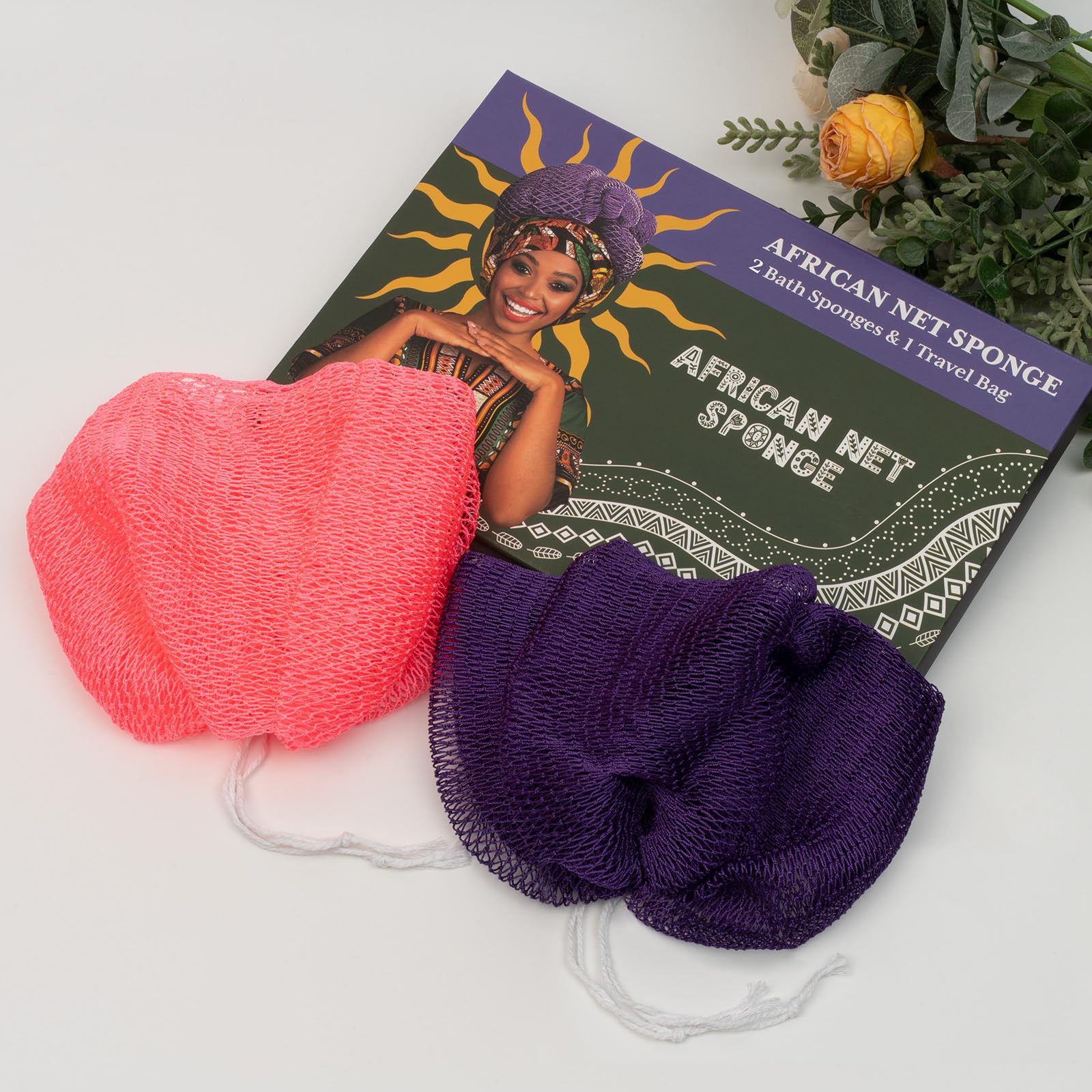 Esponja exfoliante Bathway, color morado-rosa, para una experiencia de baño más cómoda.