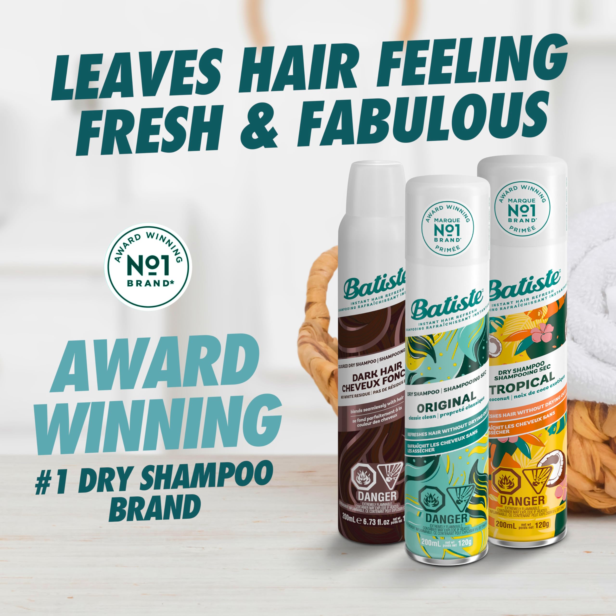 Fórmula de Batiste Rubio Brillante que absorbe grasa en las raíces.