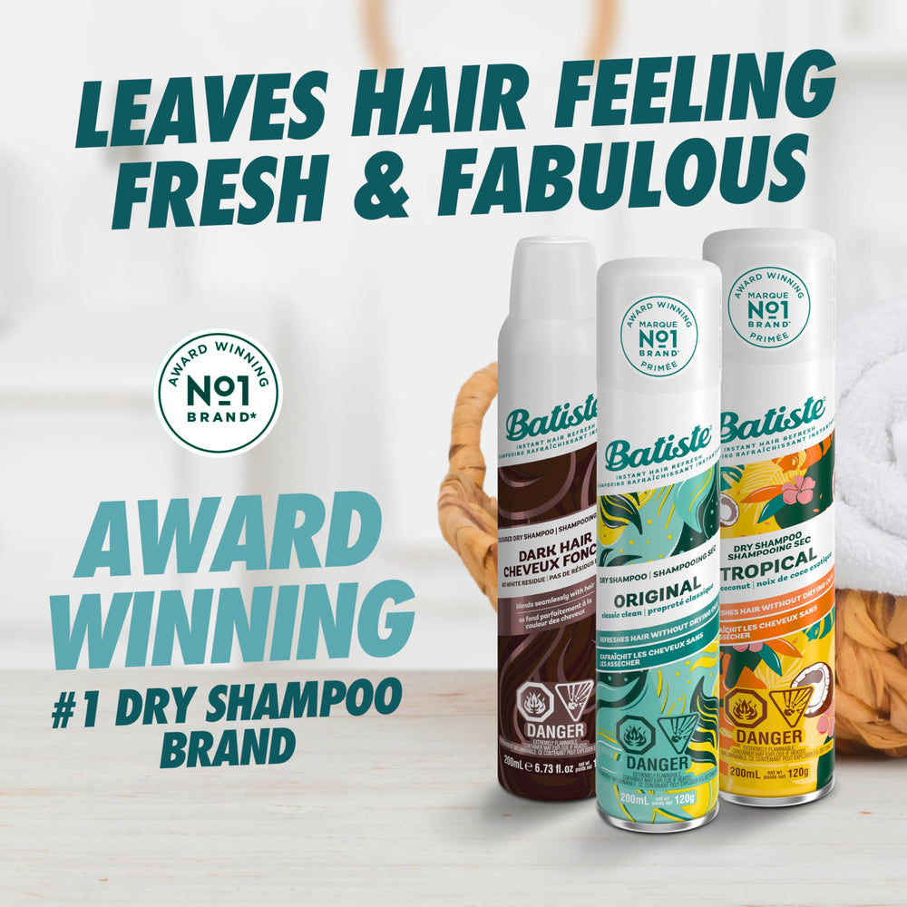 Aplicación en spray de Batiste para refrescar el cabello rápidamente.
