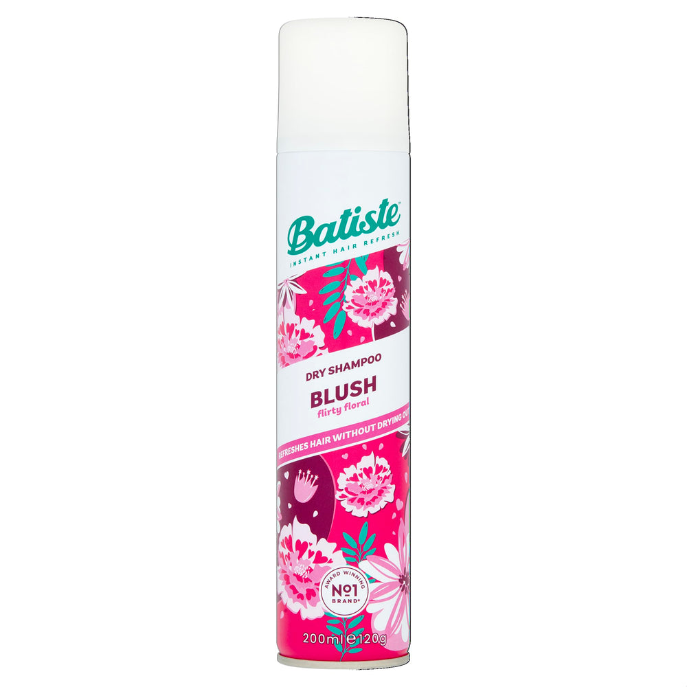 Batiste champu seco fragancia rosa, botella elegante para refrescar entre lavados.