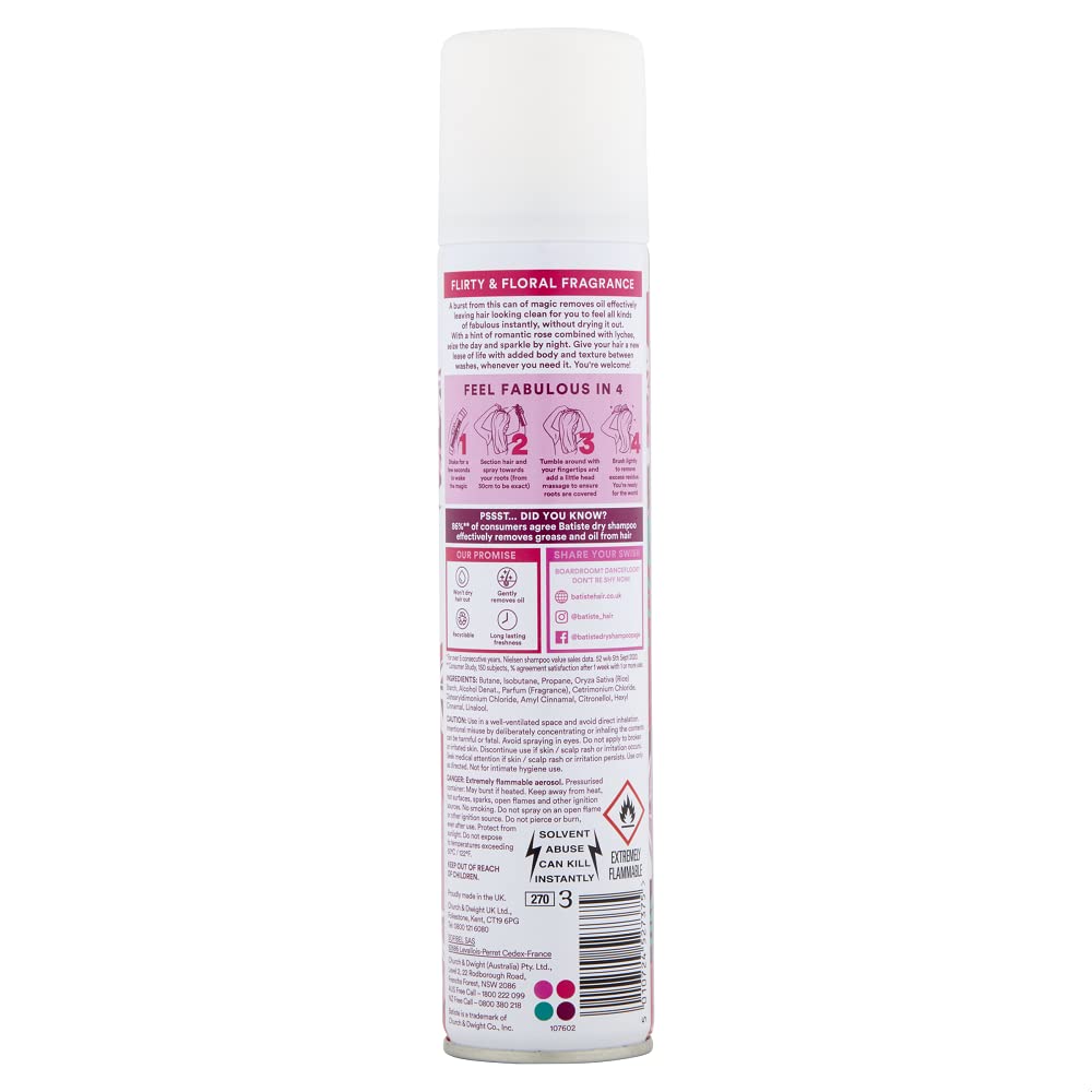 Batiste champu seco aporta textura ligera y cuerpo en minutos.