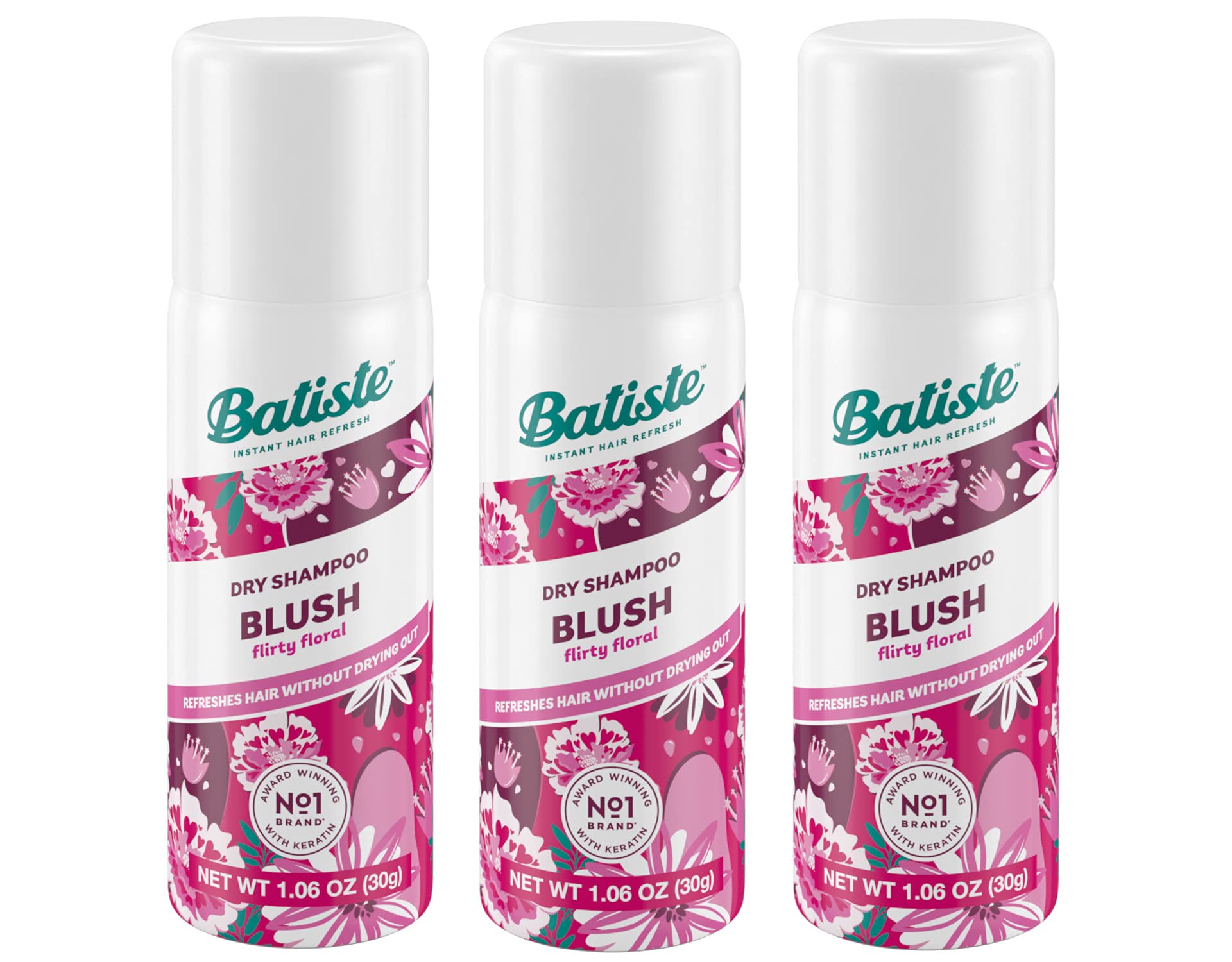 Batiste champú seco floral y frutal rosado, conjunto de 3, refresca entre lavados