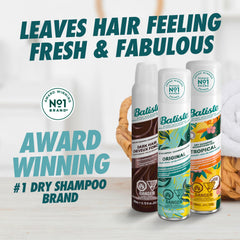 Batiste Champú Seco Fresco, aplicación fácil para cabello con cuerpo inmediato.