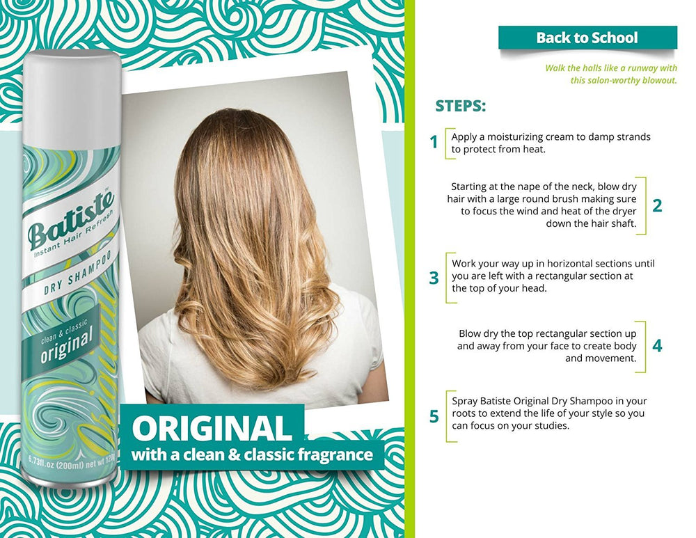 Batiste Champú Seco Original, atomizador, aporta volumen y textura al peinado