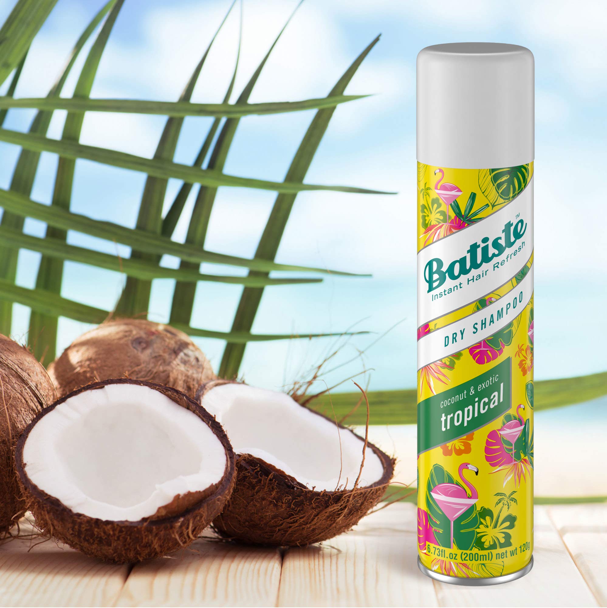 Batiste Champú Seco Tropical, notas de coco vainilla y jazmín