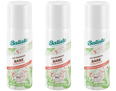 Batiste Dry Shampoo Bare Mini, lata con rociador, refresca entre lavados sin necesidad de agua.