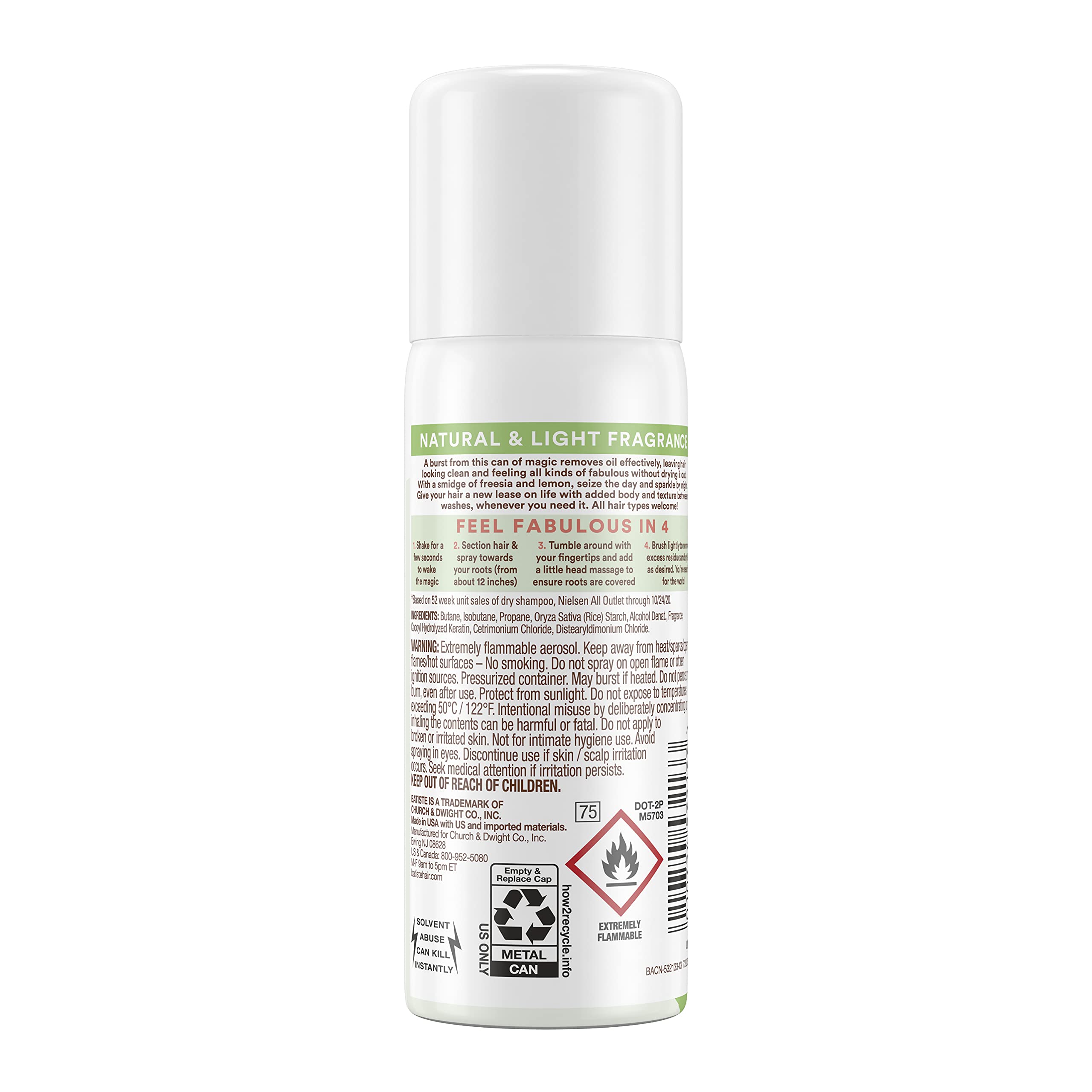 Champú seco sin agua de Batiste Bare Mini, perfecto para refrescar entre lavados.