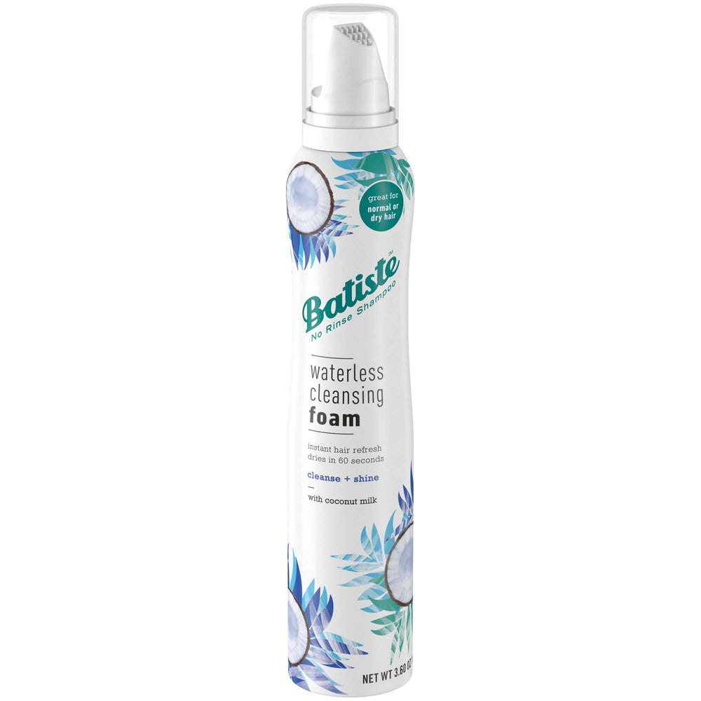 Batiste espuma sin agua con coco en frasco, refresca raíces al instante.