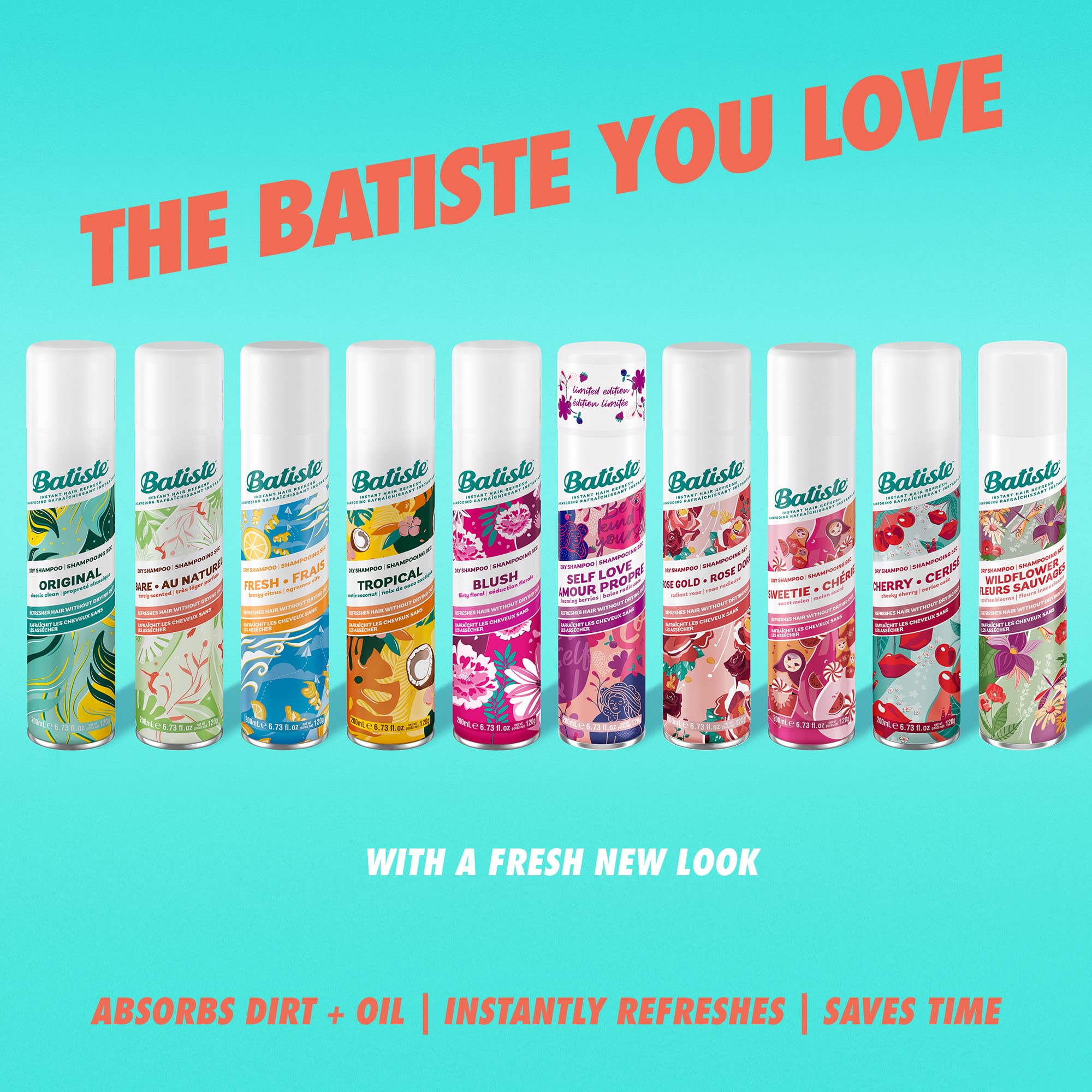 Sin agua: Batiste Champú Seco Original refresca en segundos.
