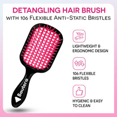 Bautero cepillo desenredador para cabello seco ofrece manejo cómodo y menos tirones.