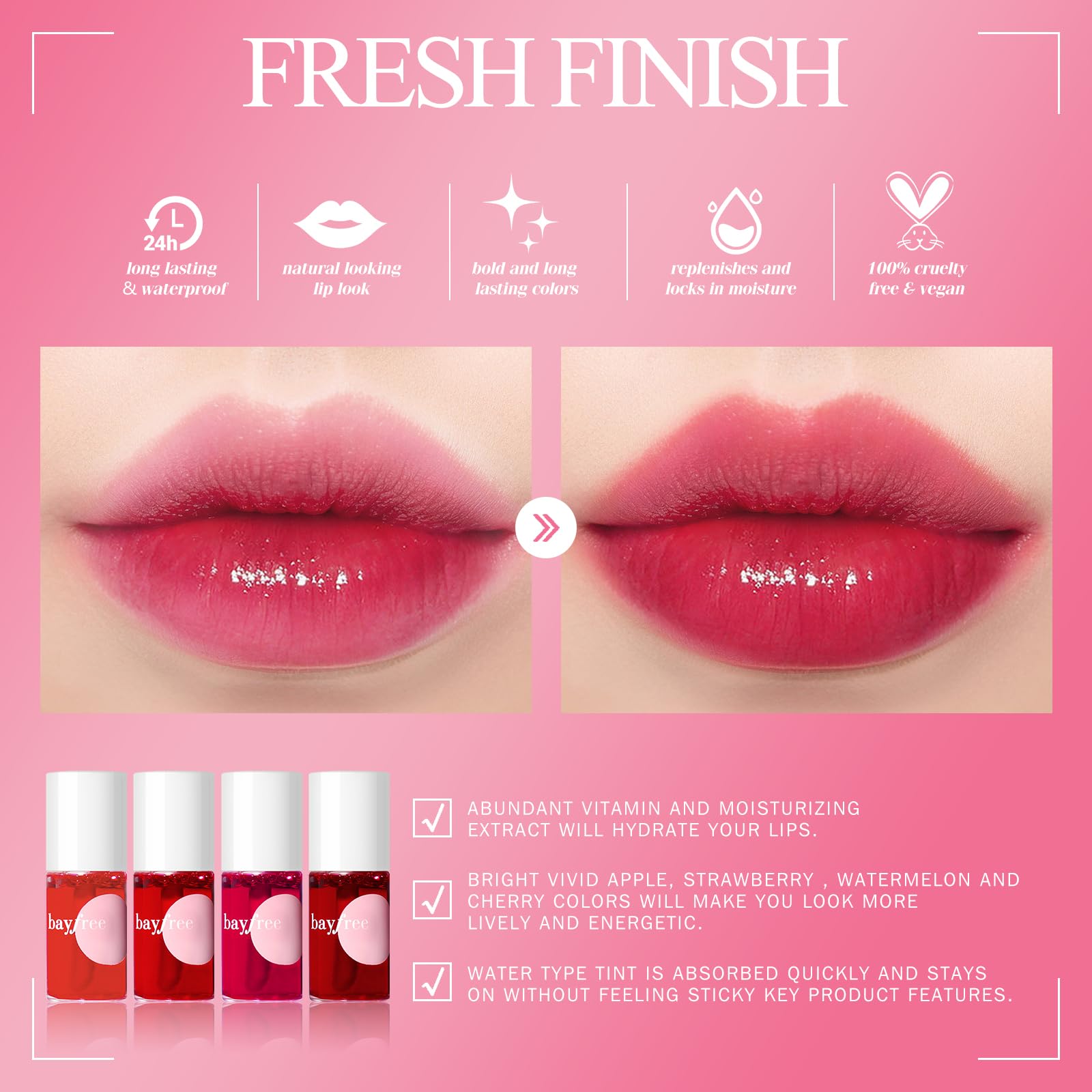 Bayfree tinte labial resistente al agua para retoques duraderos