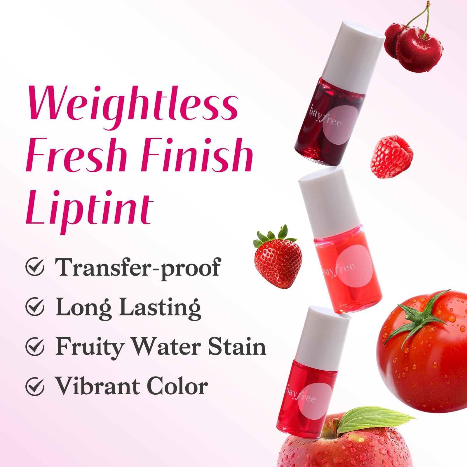 bayfree set de tintes labiales: color frutal para labios y mejillas.