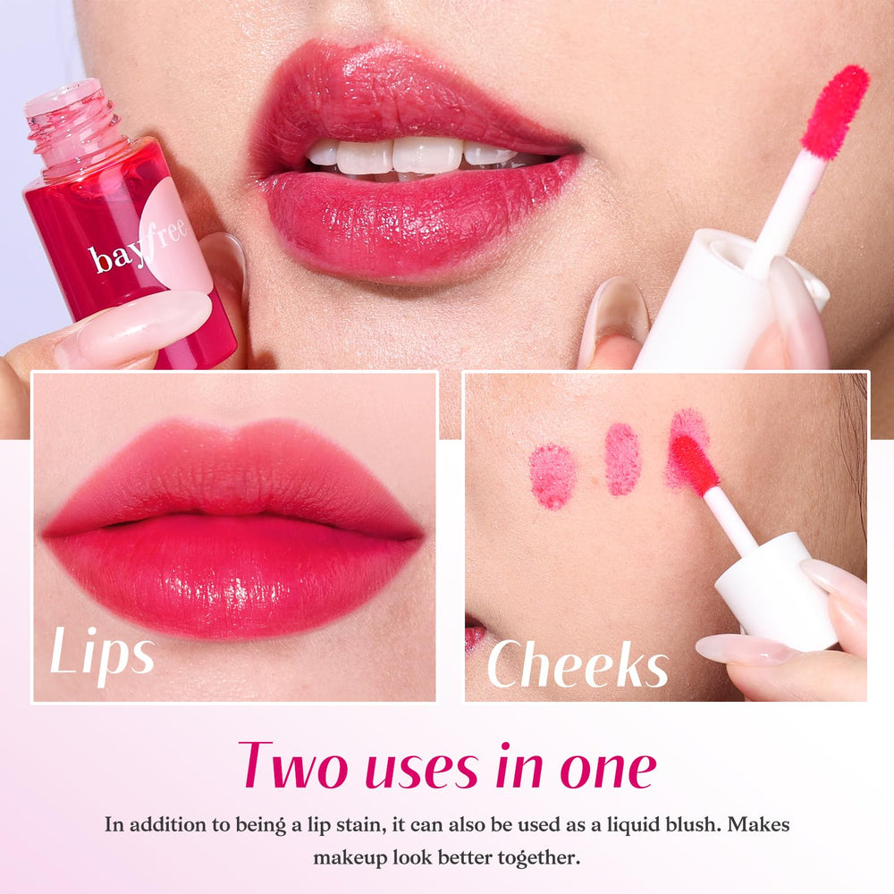 bayfree set de tintes labiales y rubor: uso versátil en labios y mejillas.