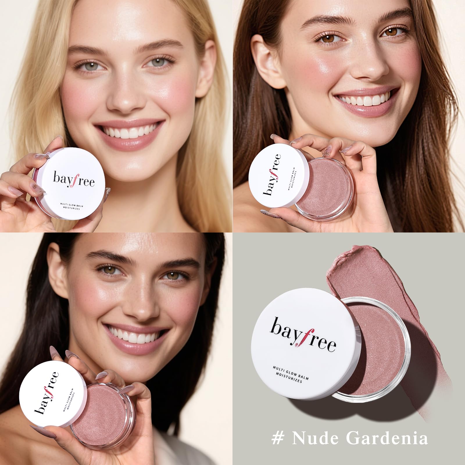 bayfree bálsamo iluminador para labios, tono suave y efecto hidratante.