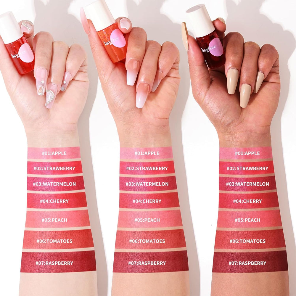 bayfree tinte líquido dos en uno para labios y mejillas.