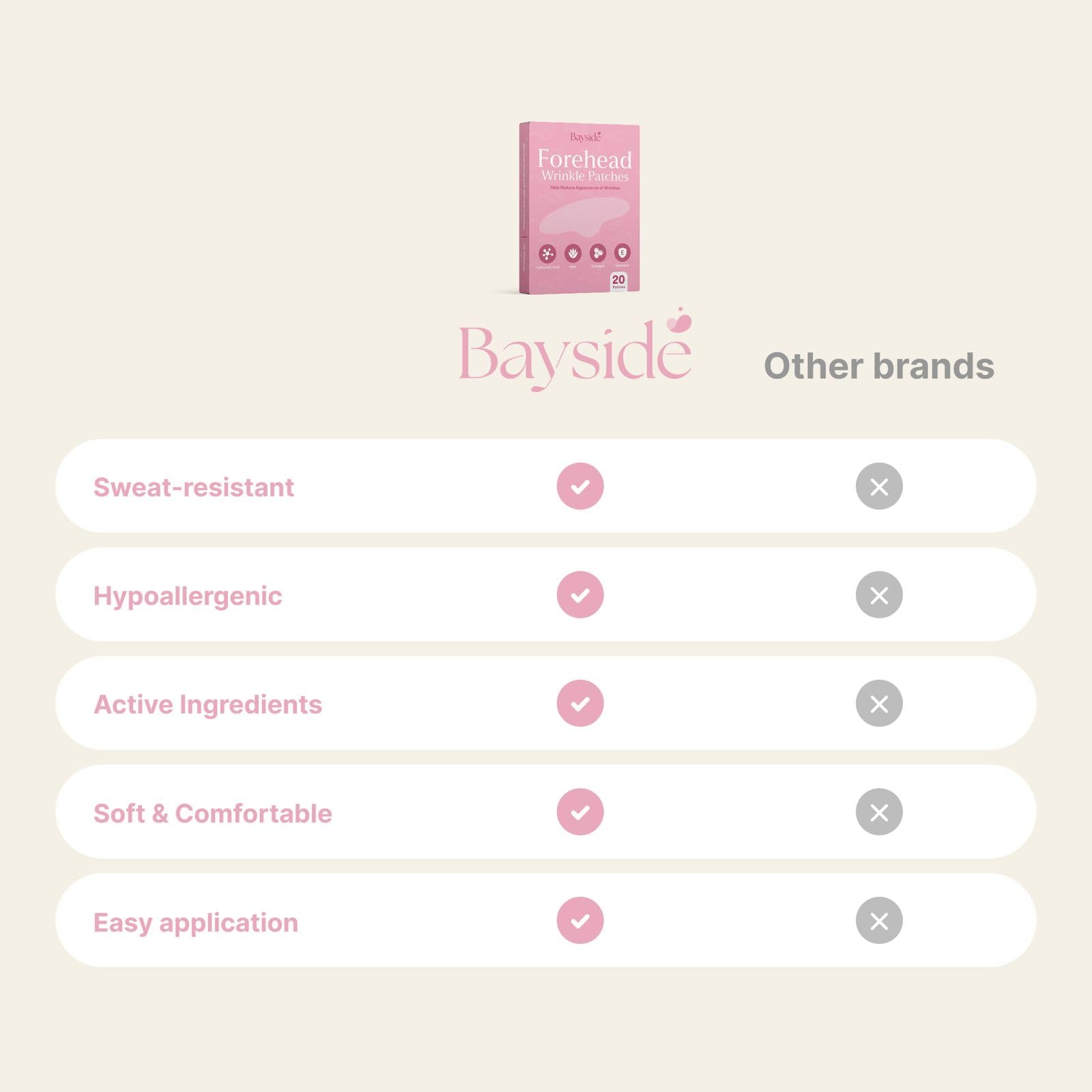 Parches Bayside, hidratacion profunda para una apariencia más suave