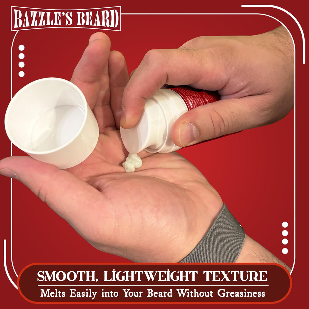 Textura suave de la barba tras usar Bazzle's Beard Softener.