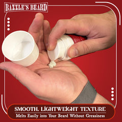 Textura suave de la barba tras usar Bazzle's Beard Softener.