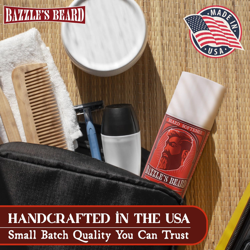 Kit regalo de Bazzle's Beard Softener listo para regalar cuidado facial.