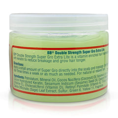 BB Super Gro serum application image demonstrates moisturizing texture for scalp.