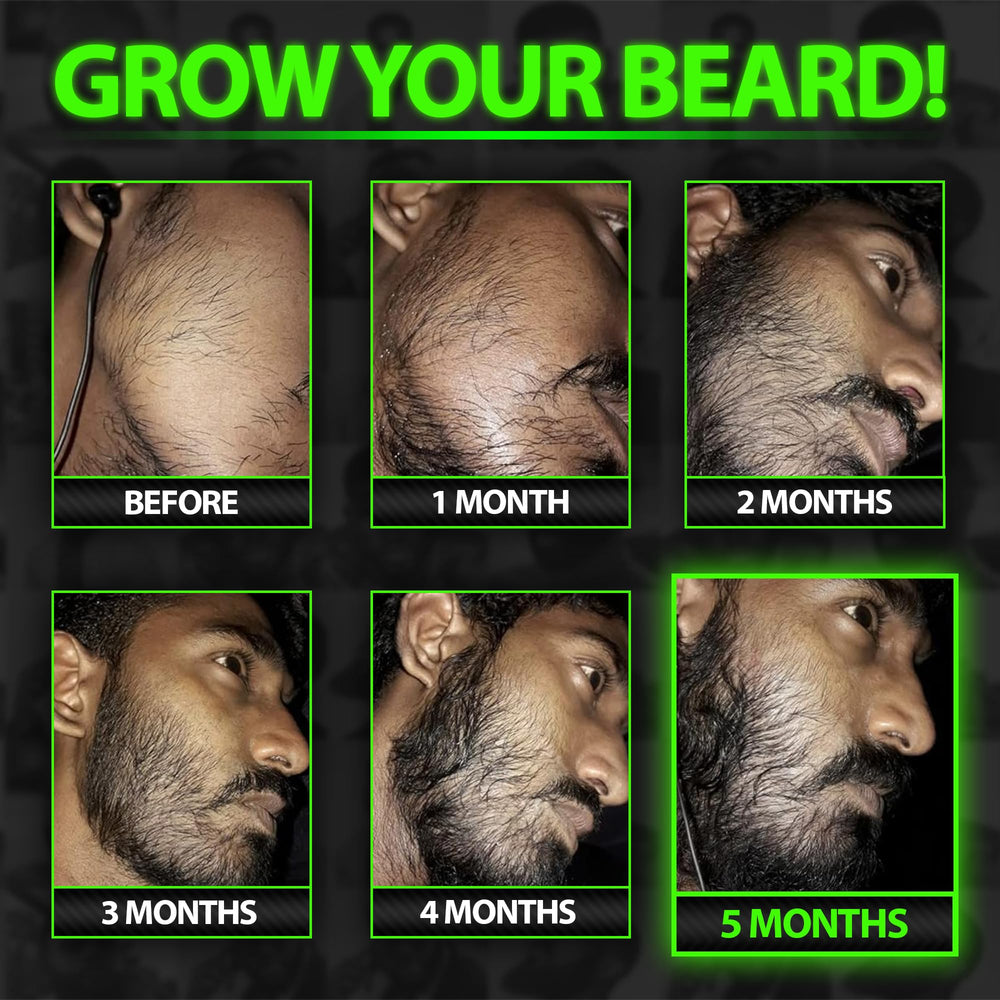 Application de l huile GROW sur la barbe pour une routine quotidienne.