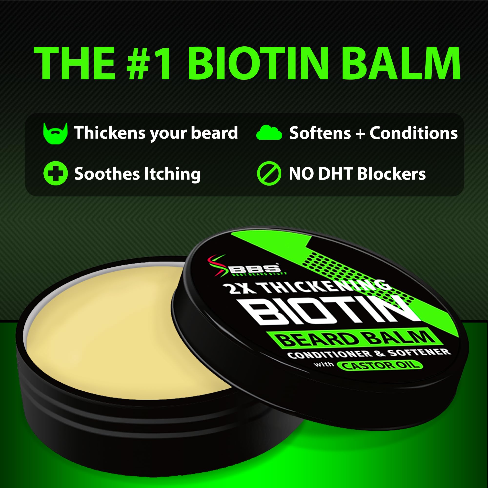 Bálsamo 2X Biotin de BBS Best Beard Stuff para espesor y suavidad.
