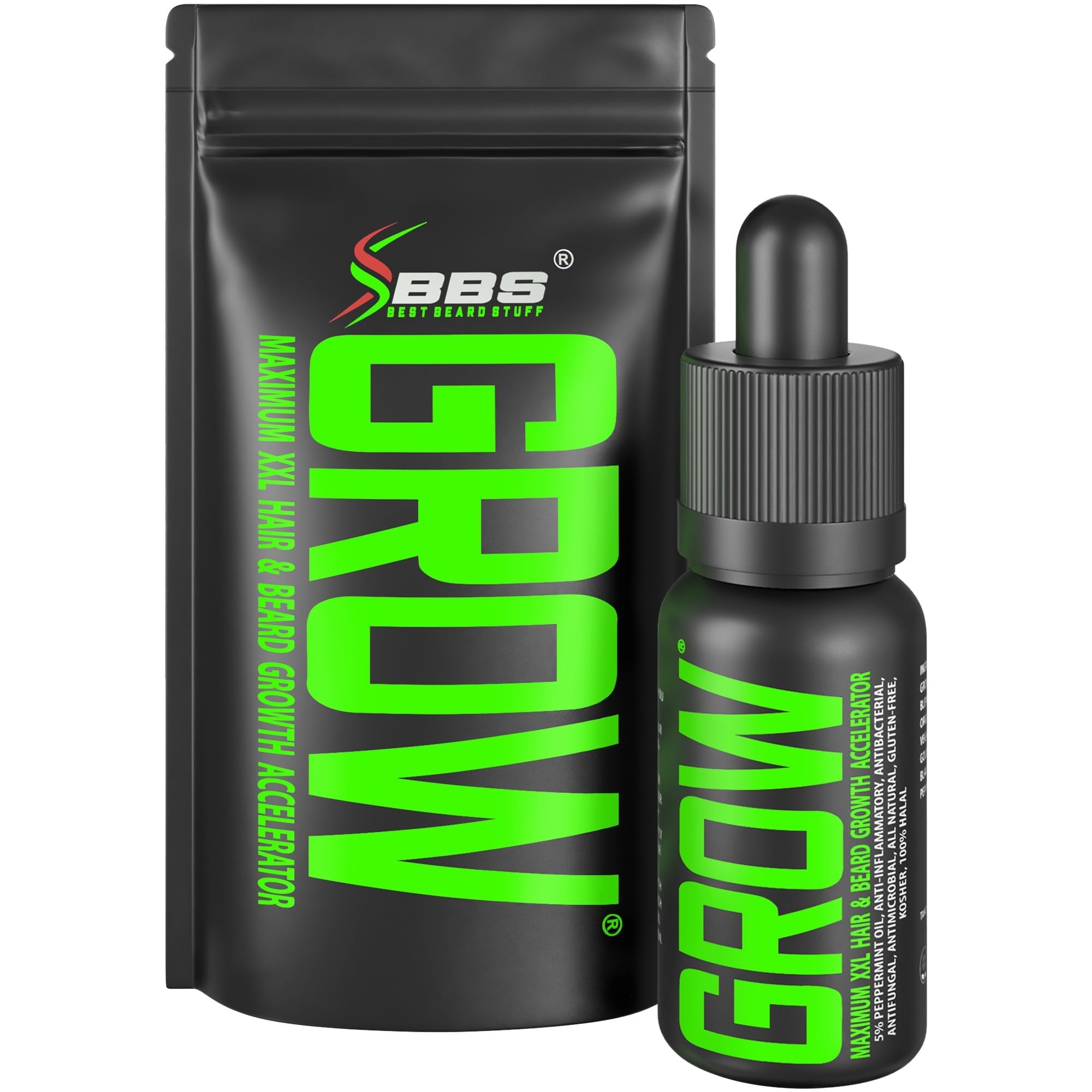 Sérum GROW de BBS Best Beard Stuff peut favoriser la pousse et densifier les poils.