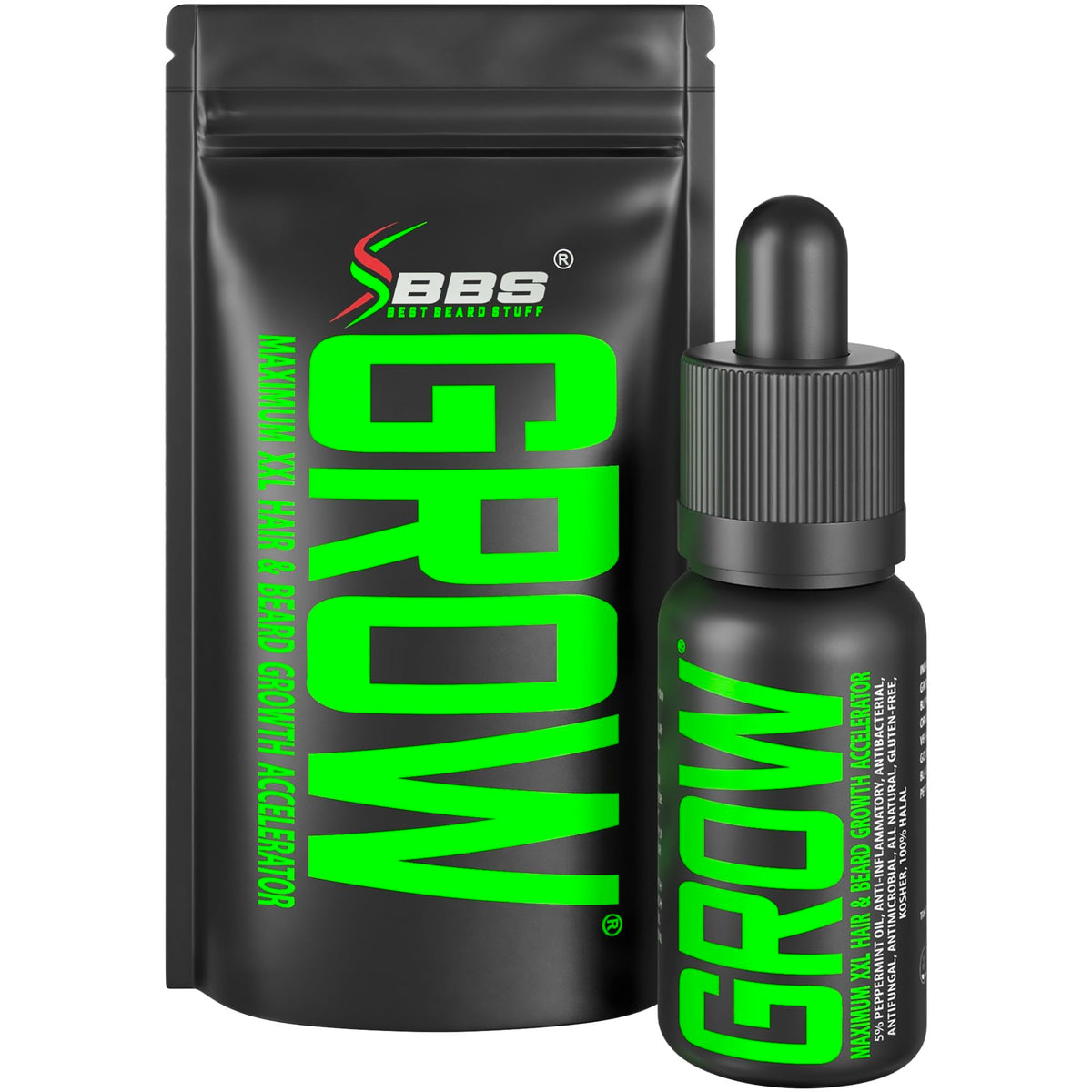 Sérum GROW de BBS Best Beard Stuff peut favoriser la pousse et densifier les poils.
