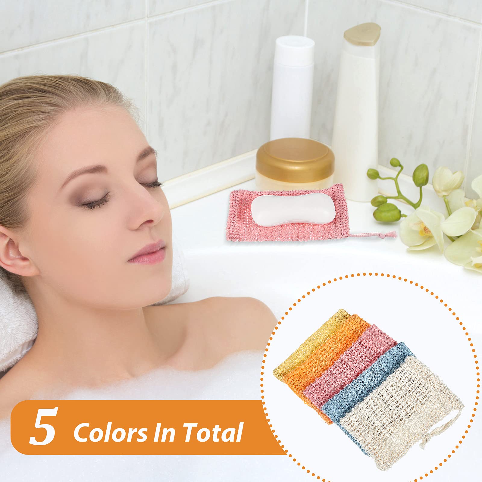 BBTO bolsa exfoliante para jabón en azul, favorece espuma rica y consistente.