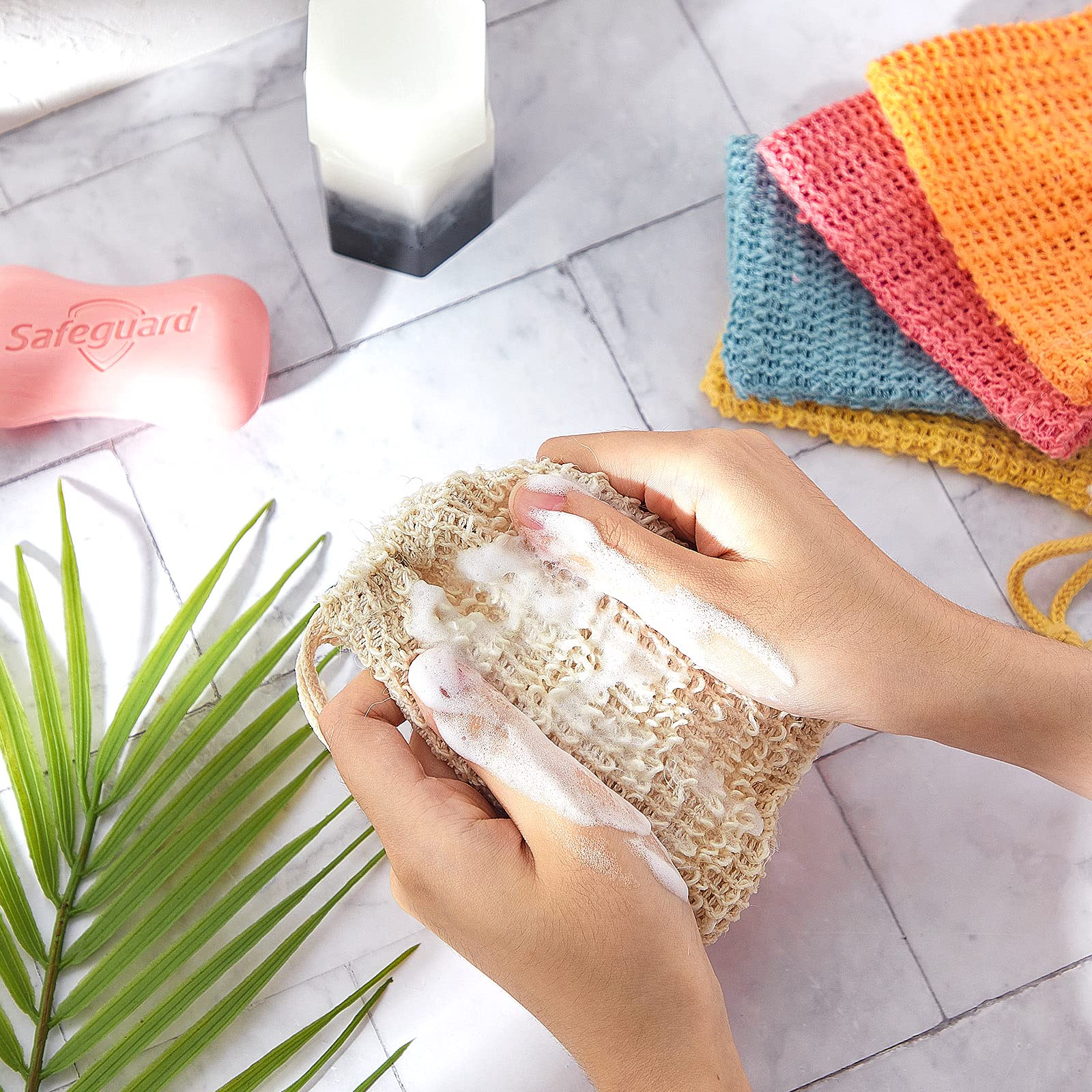 BBTO bolsa exfoliante para jabón multicolor, versátil para diferentes jabones.