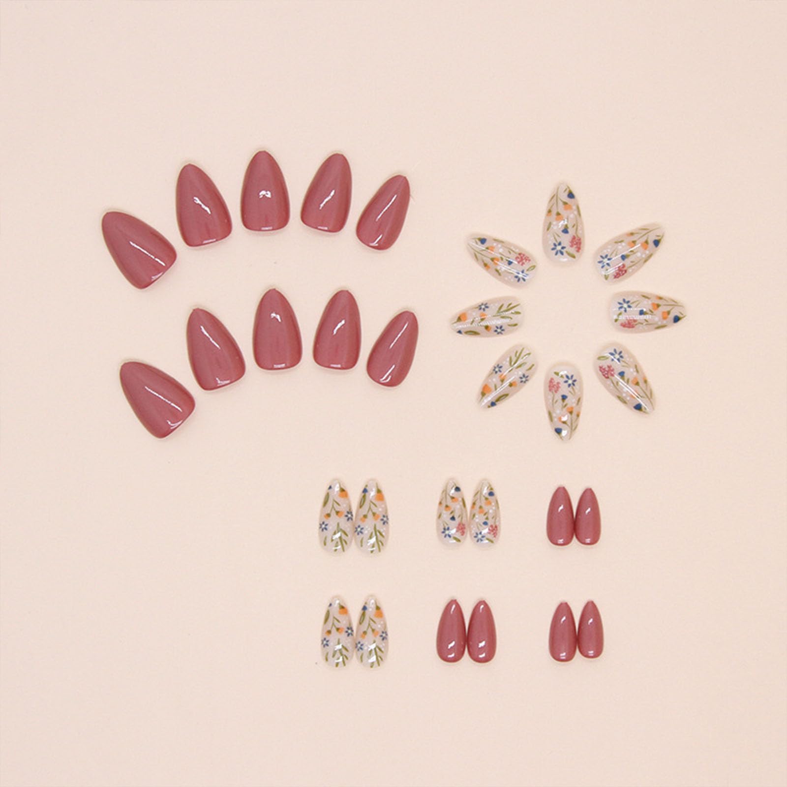 BDKAIWU detalle del arte floral en las uñas para un look sofisticado.