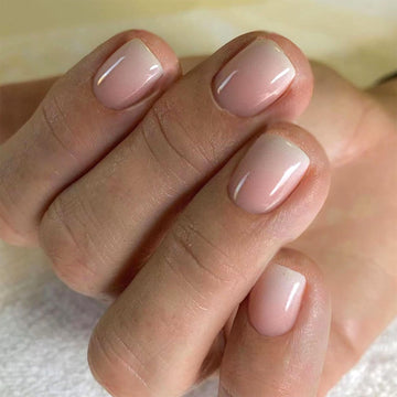 BDKAIWU uñas postizas cuadradas tono natural, acabado brillante para uso diario