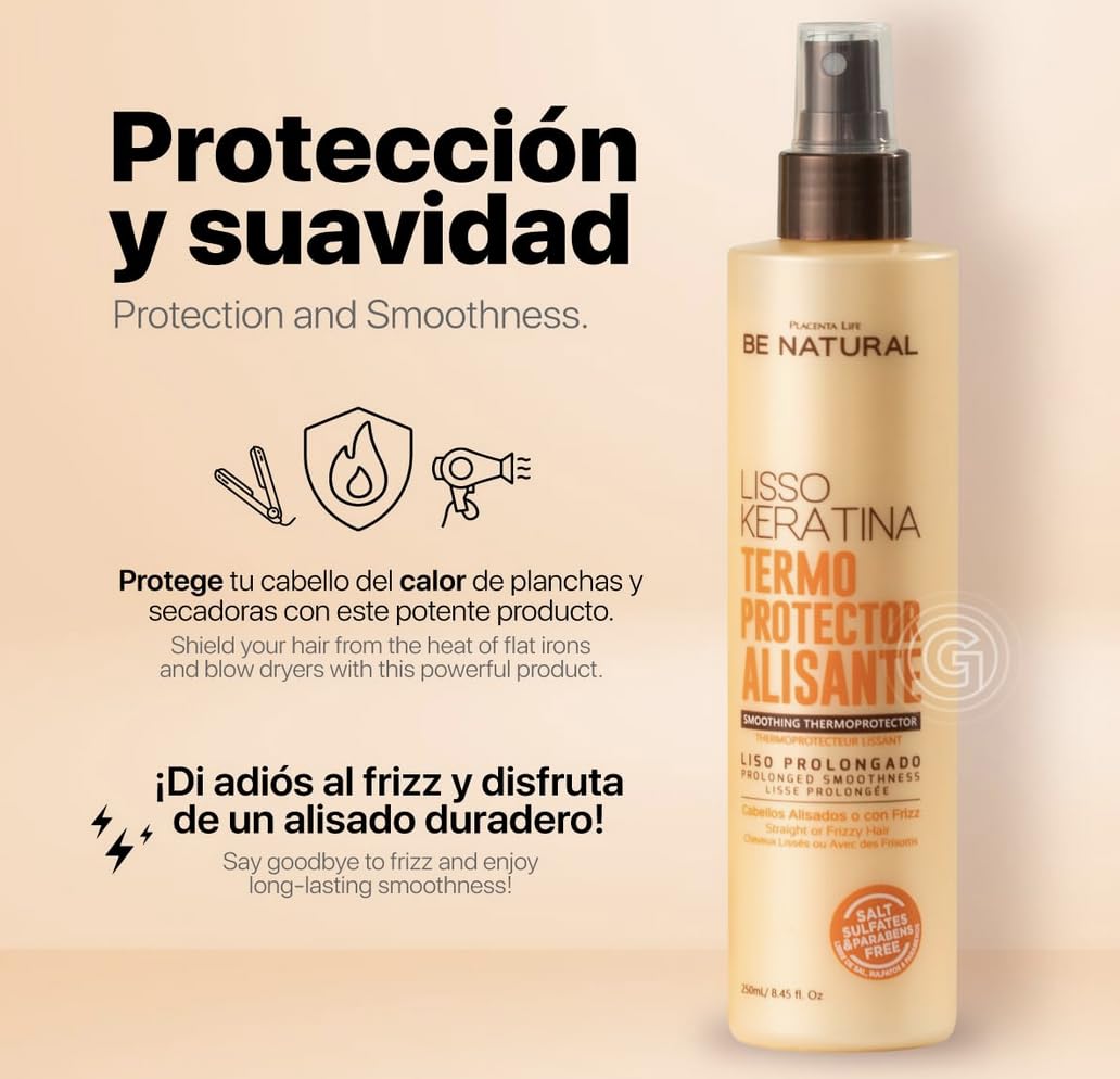 Be Natural Lisso Keratina: control del frizz para un acabado duradero.