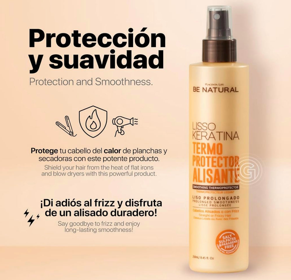 Be Natural Lisso Keratina: control del frizz para un acabado duradero.
