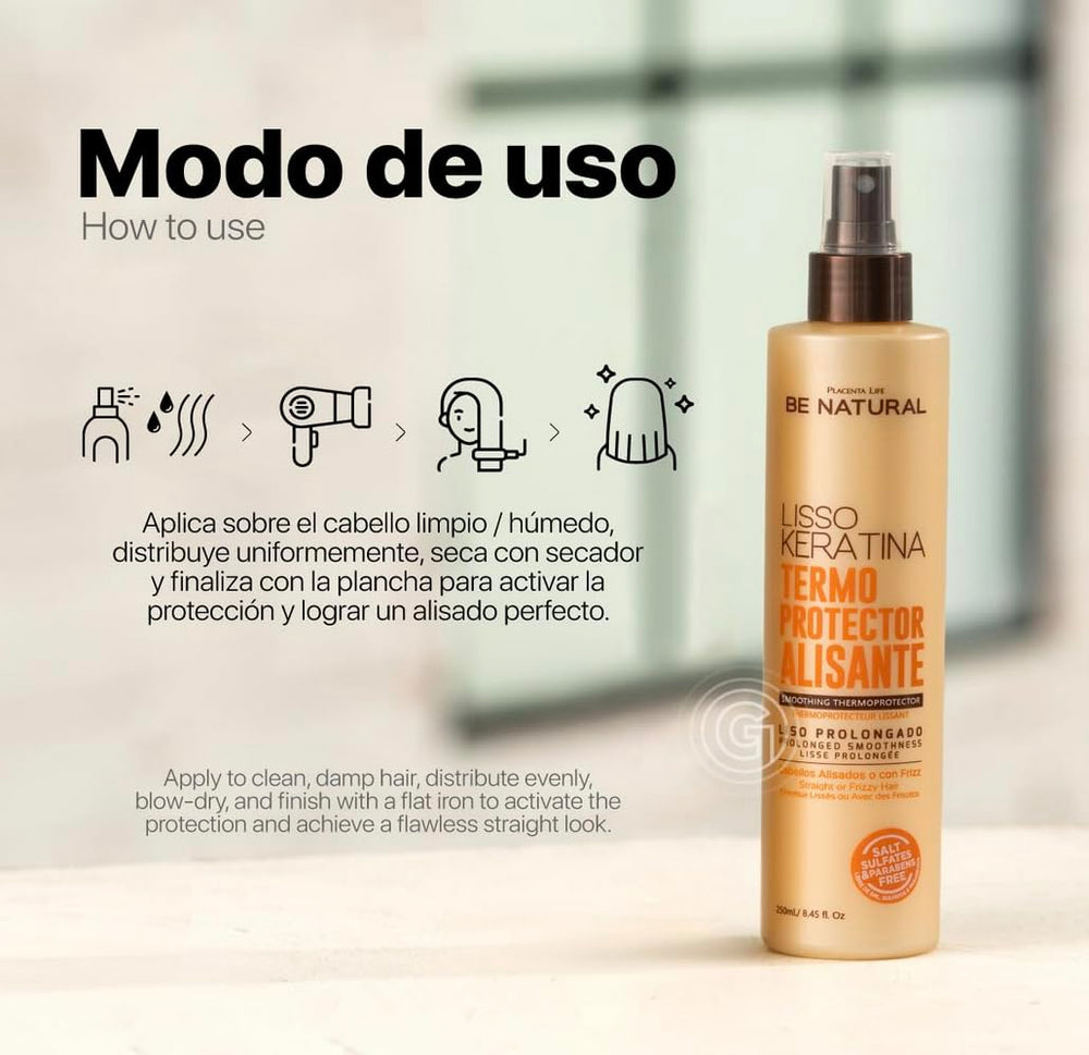 Be Natural Lisso Keratina: keratina infundida para cabello liso y controlado.