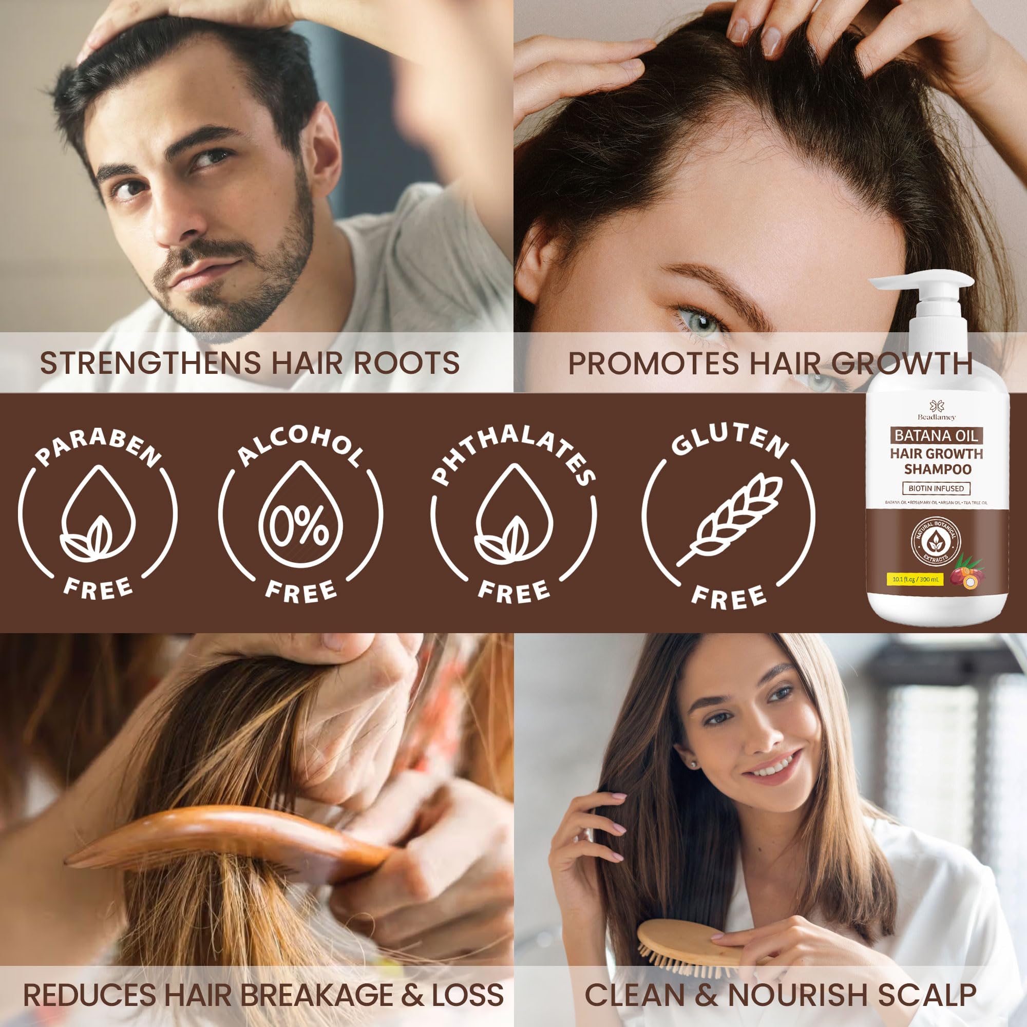 Beadlamey Root Activator Batana, aroma de romero y menta para cuidado diario.