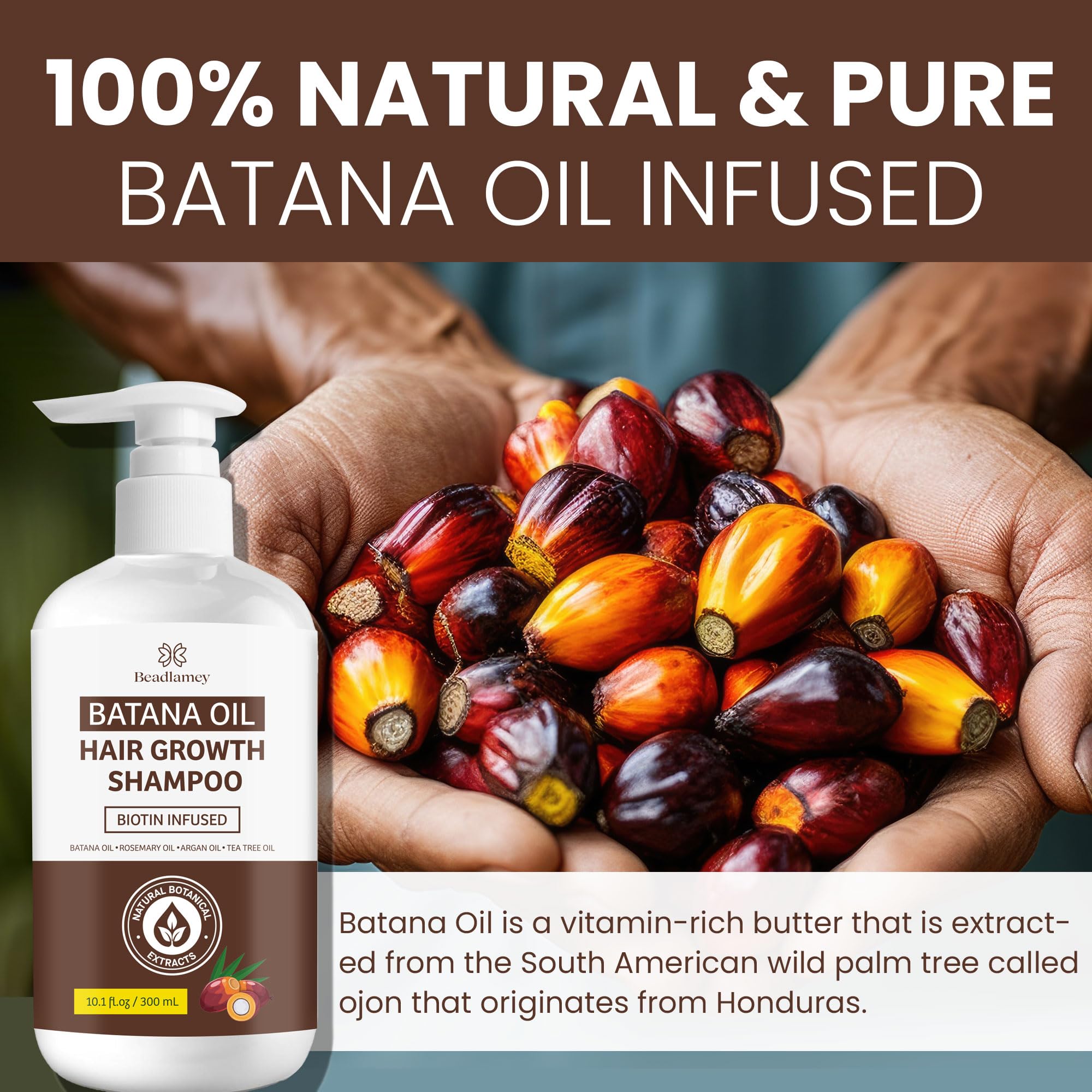 Beadlamey Root Activator Batana, cabello más denso gracias al fortalecimiento diario.