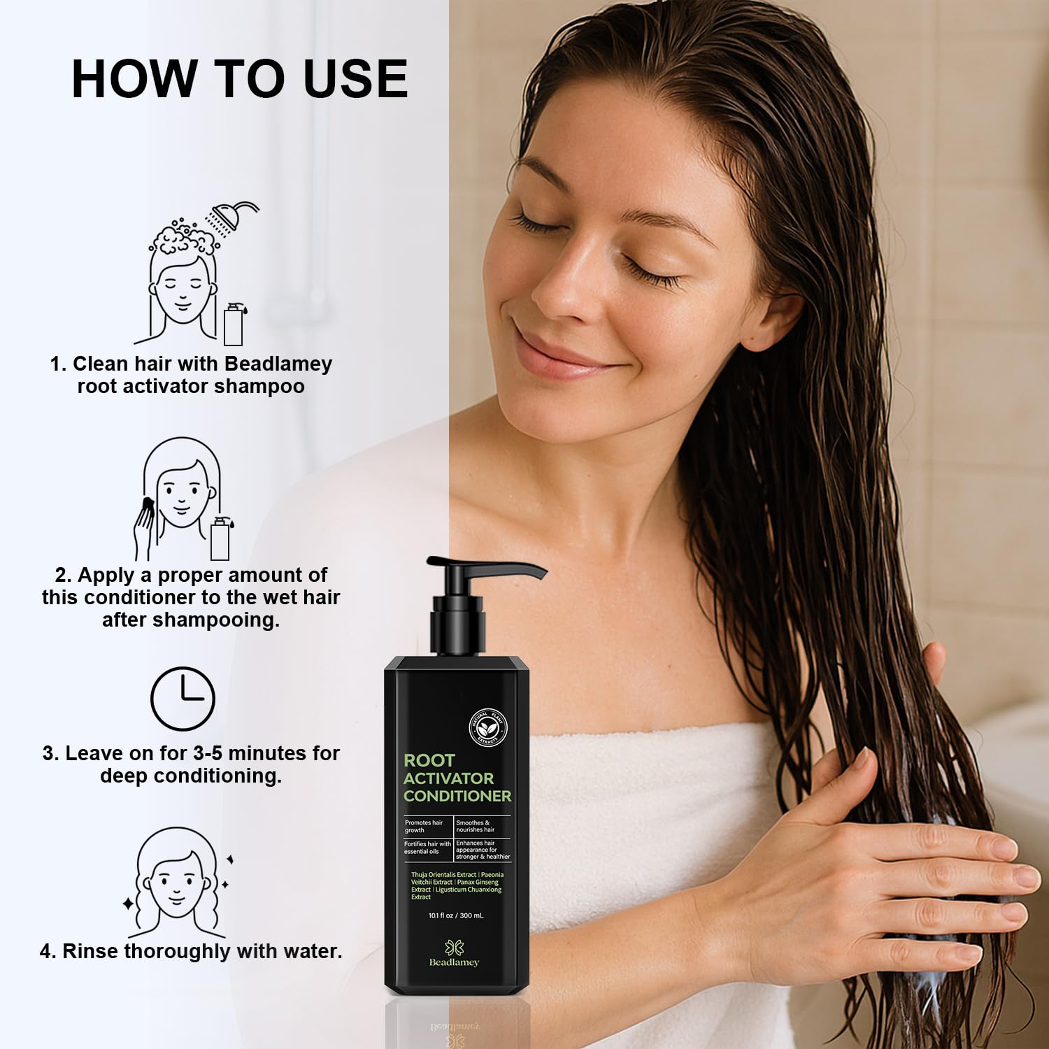 Beadlamey rutina diaria: aplicación fácil para cabello nutrido y manejable.