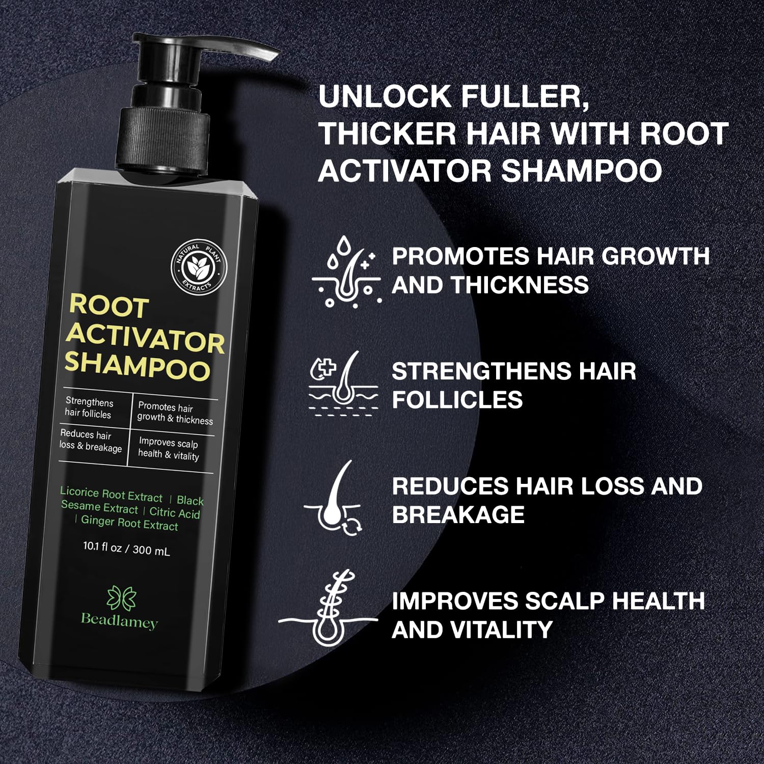 Beadlamey shampoing activateur de racines — versement du produit dans la main