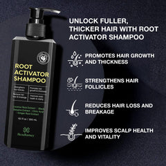 Beadlamey shampoing activateur de racines — versement du produit dans la main