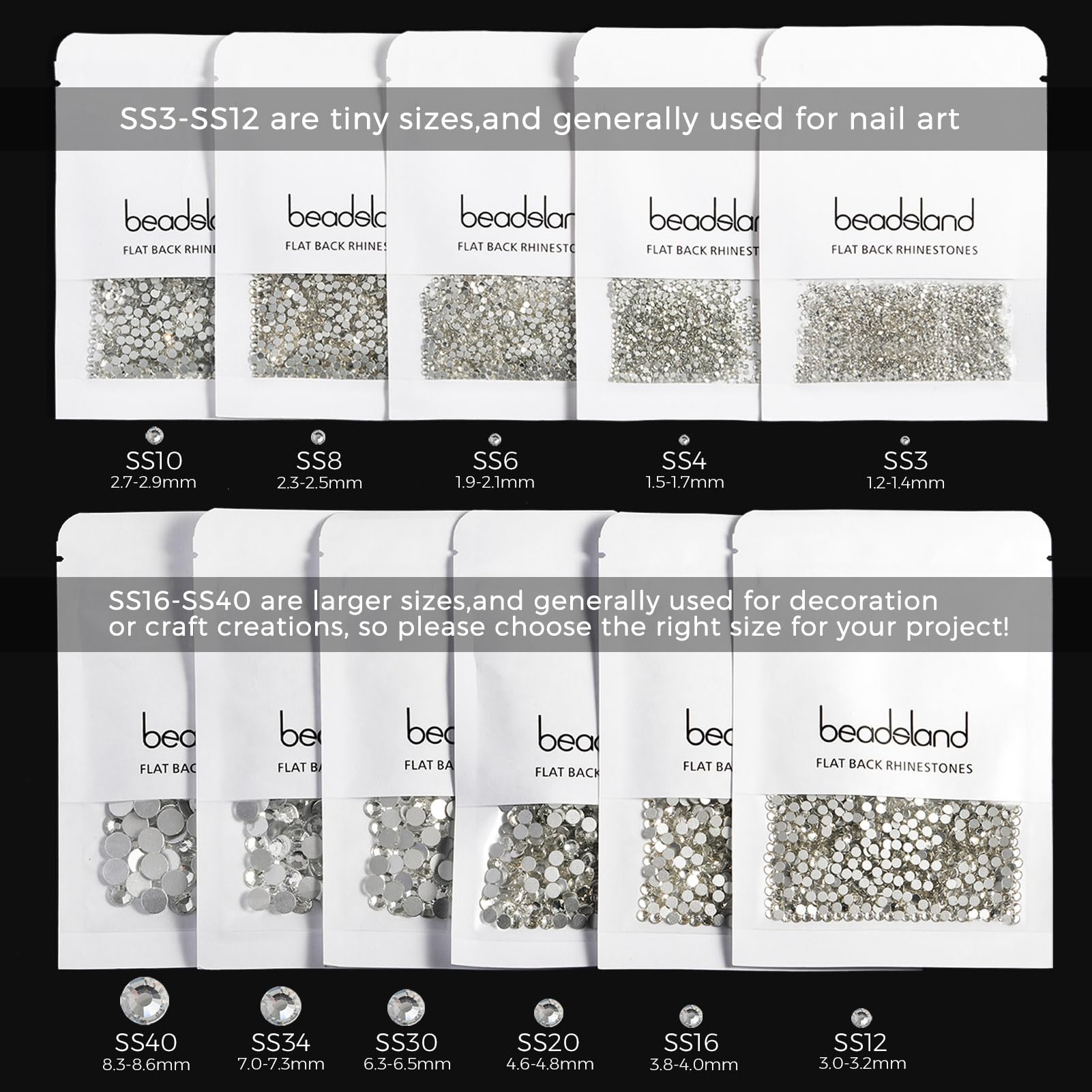 Beadsland paquete de 288 piezas SS34 para manualidades.
