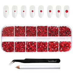 BEADSLAND rhinestones flatback rojas Siam para uñas con alto brillo